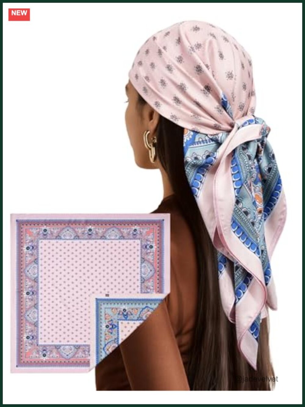 35" Reversible Silk Feel Scarf Head Wrap Hair Bandana Women